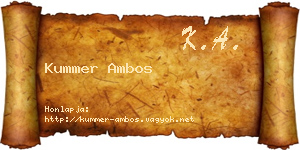 Kummer Ambos névjegykártya